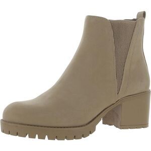 Mia Womens Jody Tan Faux Suede Lug Sole Ankle Chelsea Boots Heels NWT